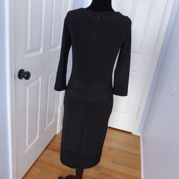Sinequanone Black Fitted Knee-Length Dress | 3/4 Sleeves | LBD | Size XS-S - Picture 3 of 5